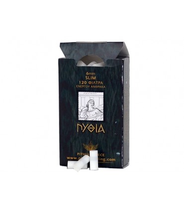 Φιλτράκια ΠΥΘΙΑ Slim 6mm Ενεργού Άνθρακα 120 (κουτί με 6 πακετάκια)
