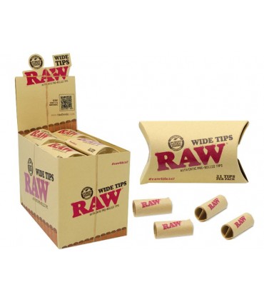 Τζιβάνα Raw WIDE Tips Prerolled προτυλιγμένη σετ με 21 φαρδιές τζιβάνες