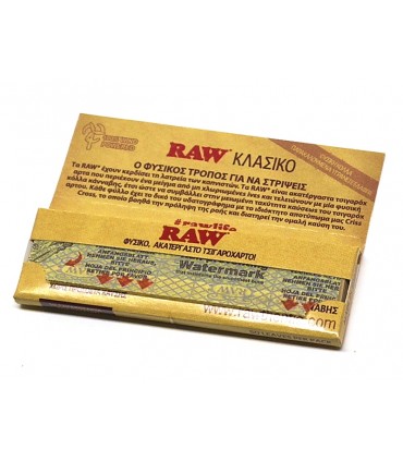 Χαρτάκι Στριφτού Raw Single Wide Classic με Κομμένες Γωνίες με  50 Φύλλα - 1 Πακετάκι