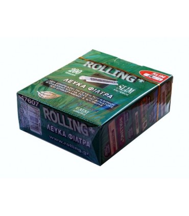 Φιλτράκια στριφτού Rolling 47607 Slim 6mm 200 τεμάχια λευκά φίλτρα - 1 πακετάκι