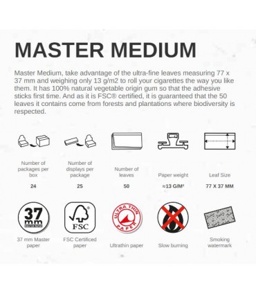 Χαρτάκια Smoking Master Medium 1&1/4 (Ασημί Μεσαία) 50 φύλλα (Συσκευασία των 25)