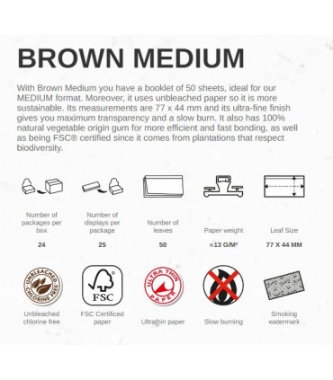 Χαρτάκια Smoking Brown Medium 1&1/4 (Καφέ Ακατέργαστα) Κουτί των 25