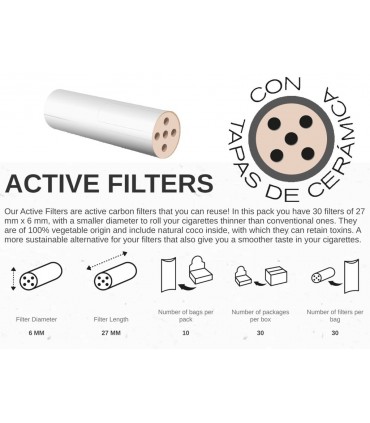 SMOKING ACTIVE FILTERS 6mm SLIM 30pcs ΦΙΛΤΡΑ ΕΝΕΡΓΟΥ ΑΝΘΡΑΚΑ