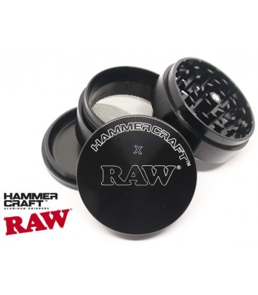 HAMMERCRAFT X RAW ALUMINIUM BLACK LARGE 63mm 4 PARTS GRINDER