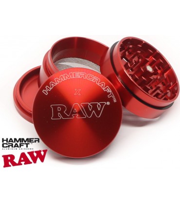 HAMMERCRAFT X RAW ALUMINIUM RED LARGE 63mm 4 PARTS GRINDER