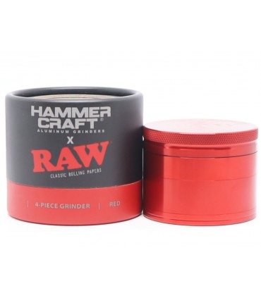 HAMMERCRAFT X RAW ALUMINIUM RED MEDIUM 56mm 4 PARTS GRINDER