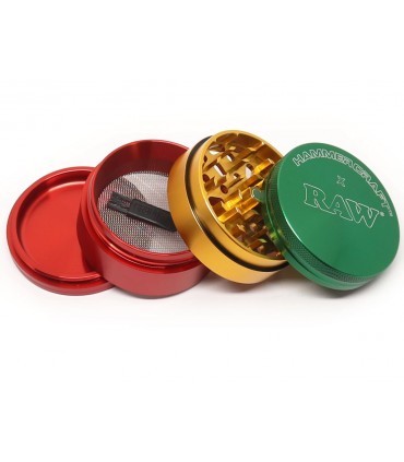 HAMMERCRAFT X RAW ALUMINIUM RASTA SMALL 51mm 4 PARTS GRINDER