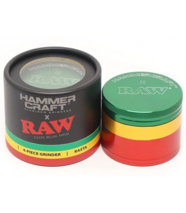 HAMMERCRAFT X RAW ALUMINIUM RASTA MEDIUM 56mm 4 PARTS GRINDER