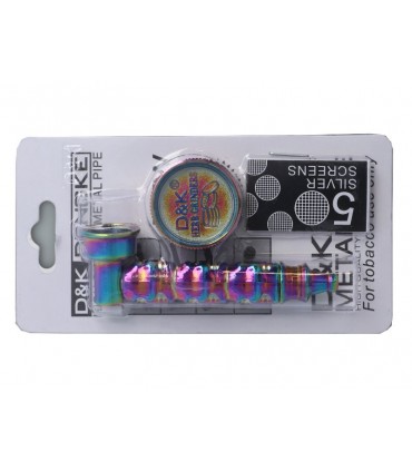 Μεταλλική πίπα HEMP 8cm με Σίτα & Grinder Metal D&K 667-0250 σε Blister