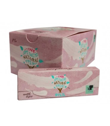 Κουτί με 24 χαρτάκια ΠΥΘΙΑ ΦΥΣΙΣ  Ροζ 1 και 1/4 με 50 φύλλα και τζιβάνες