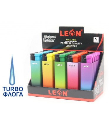 LEON 170973 EXING COLORS TURBO αναπτήρας αντιανεμικός (ΚΟΥΤΊ ΤΩΝ 25ΤΕΜ)
