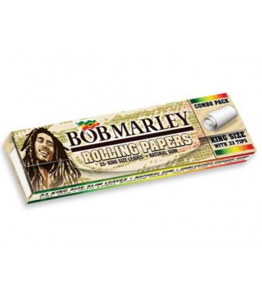 Bob Marley King Size Pure Hemp Organic Unbleached + TIPS Χαρτάκια στριφτού με τζιβάνες - 1 τεμάχιο