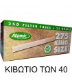 Τσιγαροσωλήνες Atomic Natural Eco Organic των 40X275 - κιβώτιο με άδεια τσιγάρα