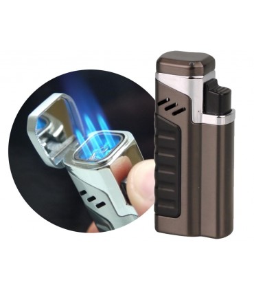 Αναπτήρας με 4 φλόγιστρα SKY 4 Metal flame jet lighter X4 - 99239272 Grey (και με κόφτη για πούρα) - 1 Τεμάχιο