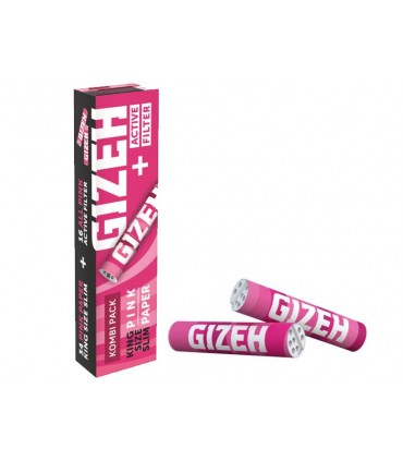 GIZEH PINK KING SIZE SLIM + ACTIVE FILTERS GIP226 - 1 τεμάχιο
