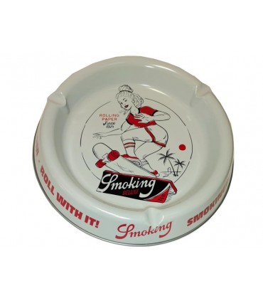 ΣΤΑΧΤΟΔΟΧΕΙΟ SMOKING ROLL WITH IT  SKATER (WHITE) 20cm ΜΕΓΑΛΟ METAL ASHTRAY
