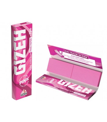 GIZEH PINK King Size Slim + TIPS 34 GIP225 με τζιβάνες - 1 τεμάχιο