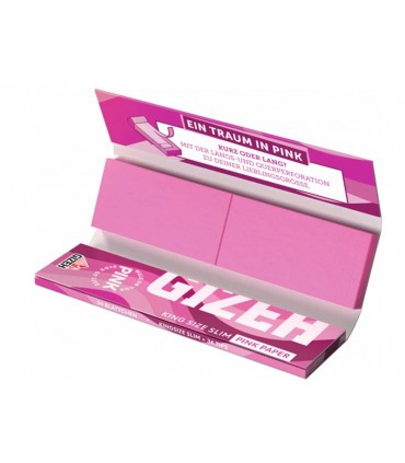 GIZEH PINK King Size Slim + TIPS 34 GIP225 με τζιβάνες - 1 τεμάχιο