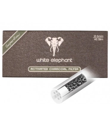 Φίλτρα Πίπας Καπνού White Elephant 6mm Ενεργού Άνθρακα με 45 Φίλτρα - 1 Πακετάκι