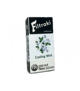 filtraki super slim COOLING MINT 5,6mm maxi  με 120 φιλτράκια στριφτού σε σελοφάν - 1 πακετάκι