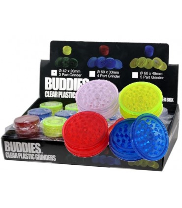 Τρίφτης καπνού BUDDY CLEAR PLASTIC GRINDER 60mm 12202 (ΚΟΥΤΙ 16 ΤΕΜ)