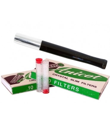 Πίπα τσιγάρου ANICOT 729 BLACK ΜΑΚΡΙΑ για κανονικό τσιγάρο 8mm