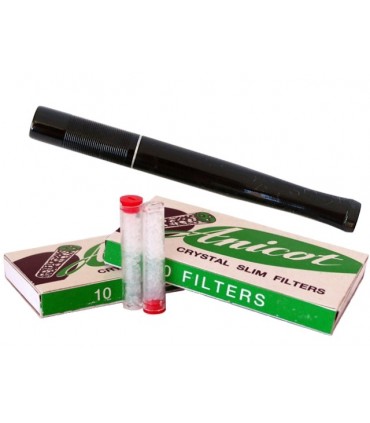 Πίπα τσιγάρου ANICOT 729 BLACK ΜΑΚΡΙΑ για κανονικό τσιγάρο 8mm