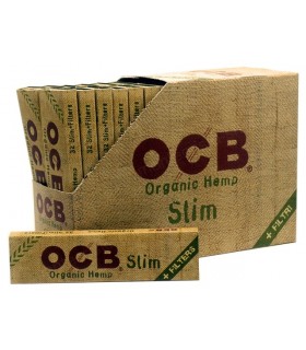 Χαρτάκια OCB Organic Hemp King Size Slim με 32 φύλλα και τζιβάνες (Συσκευασία των 32)