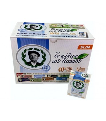 Φιλτράκια Του Παππού Slim 6.4mm 47625 (κουτί με 40 πακετάκια)