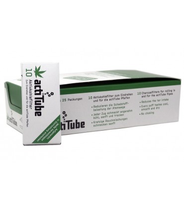 Φίλτρα Πίπας Καπνού actiTube 10 8mm Ενεργού Άνθρακα με 10 Φίλτρα (για πίπα καπνού 9mm) - 1 Πακετάκι