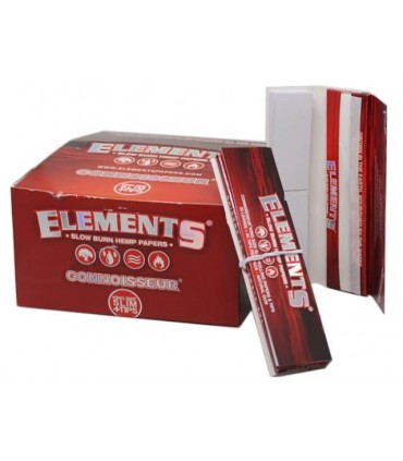 Χαρτάκια ELEMENTS RED CONNOISSEUR KING SIZE + TIPS Slow Burn Hemp Papers (κουτί με 24 πακετάκια)