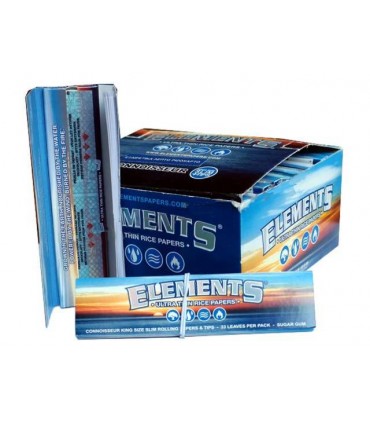 Χαρτάκια ELEMENTS CONNOISSEUR King Size Slim + Tips (τζιβάνες) Κουτί με 24 πακετάκια