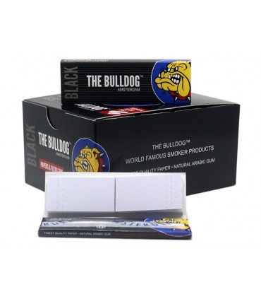 Χαρτάκια THE BULLDOG BLACK μεσαίο 1&1/4 + TIPS με τζιβάνες (κουτί 24 τεμαχίων)