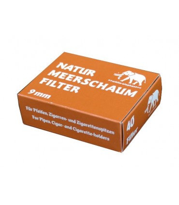 Φίλτρα Πίπας Καπνού White Elephant NATUR 9mm MEERSCHAUM με 40 Φίλτρα - 1 Πακετάκι