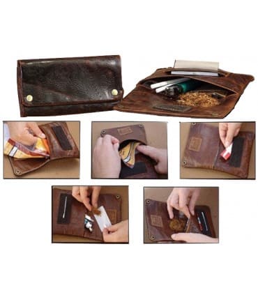 ORIGINAL KAVATZA PATCHWORK EARTH TP08 (καφέ) Tobacco Pouch δερμάτινη καπνοθήκη