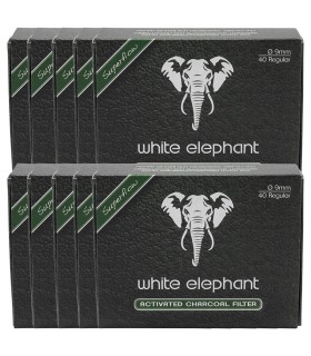Φίλτρα Πίπας Καπνού White Elephant 9mm Ενεργού Άνθρακα με 40 Φίλτρα -Συσκευασία των 10