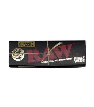 Χαρτάκια RAW BLACK (Μικρά) ακατέργαστα Single Wide Classic με 50 Φύλλα - 50 Πακετάκια