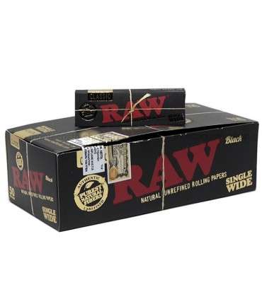 Χαρτάκια RAW BLACK (Μικρά) ακατέργαστα Single Wide Classic με 50 Φύλλα - 50 Πακετάκια