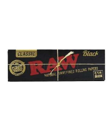 Χαρτάκια RAW BLACK (Μεσαία) ακατέργαστα 1&1/4 Classic με 50 Φύλλα - 24 Πακετάκια