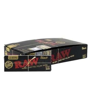 Χαρτάκια RAW BLACK (Μεσαία) ακατέργαστα 1&1/4 Classic με 50 Φύλλα - 24 Πακετάκια