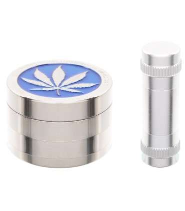 Metal Grinder 50mm + Presser Set (τρίφτης καπνού μπλε 4 μέρη & πρέσα) 0212507